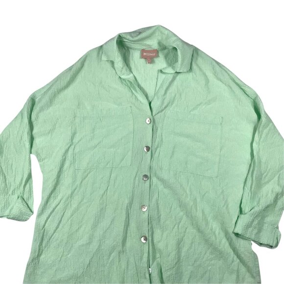 Show Me Your Mumu Johns Button Down Shirt Green Melon Beach SZ S - Picture 4 of 8